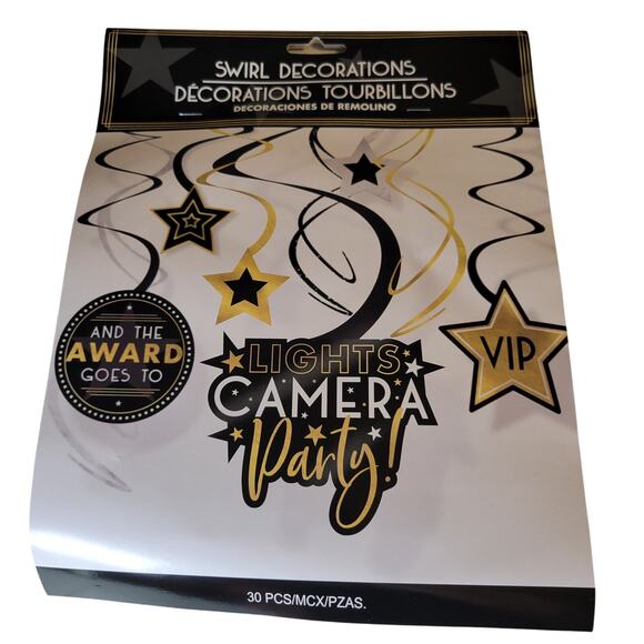 Hollywood Awards Night Party Decor Set Backdrop, Props, Swirls, Napkins and More - Picture 10 of 16